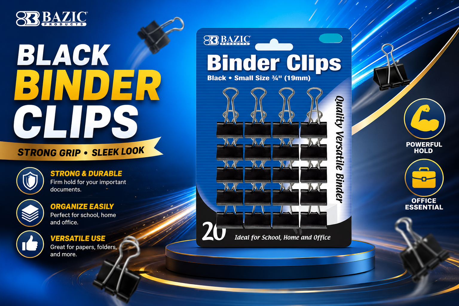 Bazic 273 Black Binder Clip 1CT (C24) product image