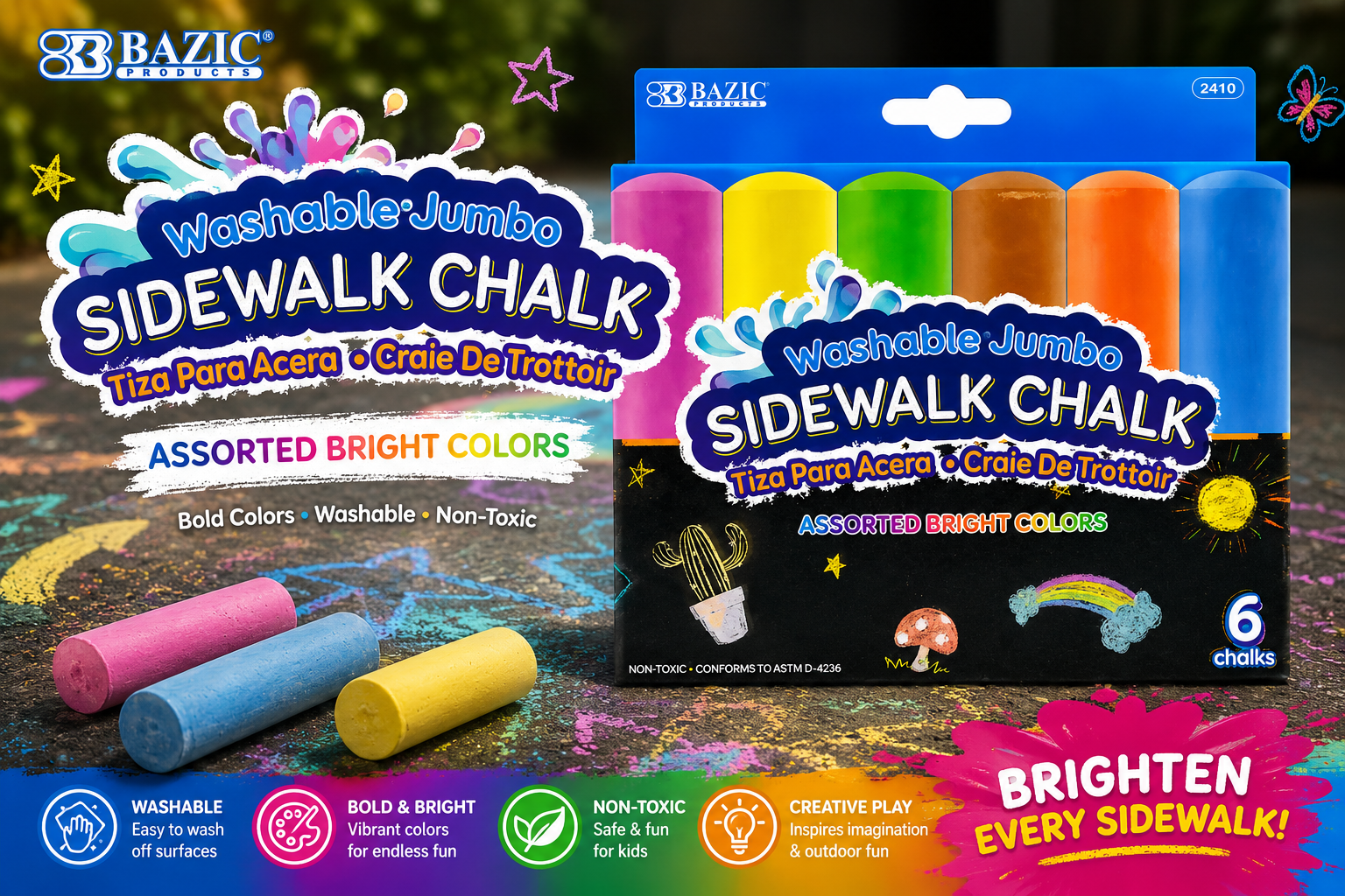 Bazic 2410 Jumbo Sidewalk Chalk 6CT product image