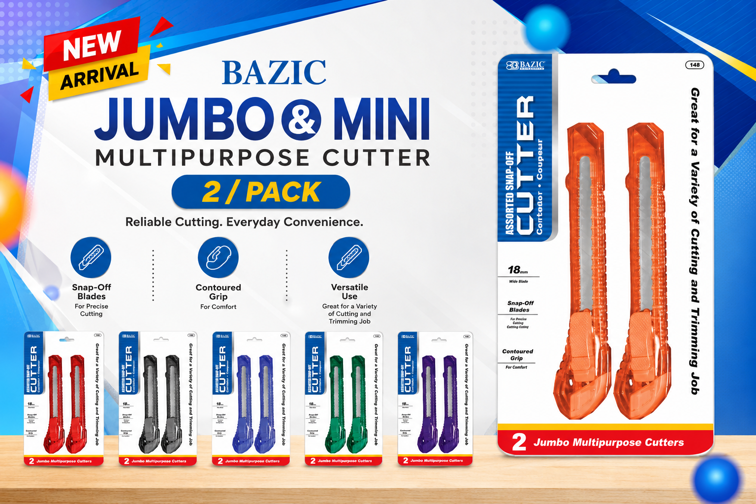 Bazic 148 Jumbo And Mini Multipurpose Cutter 2/Pack product image