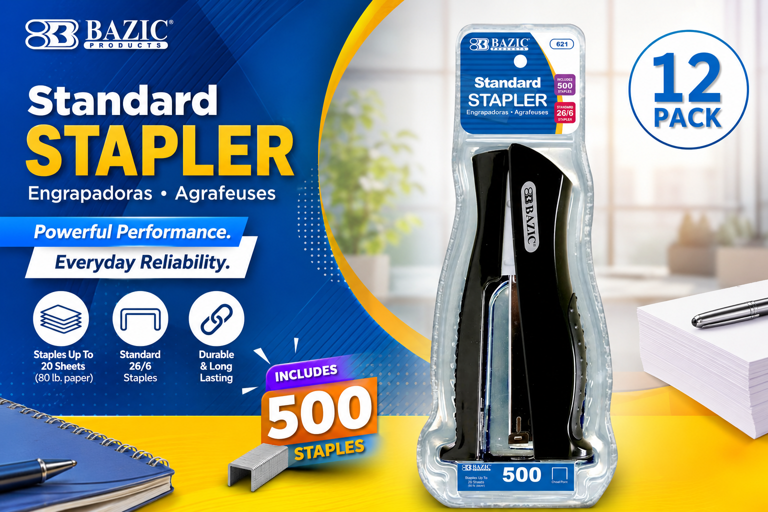 Bazic 624 Stapler W/500CT Staples product image