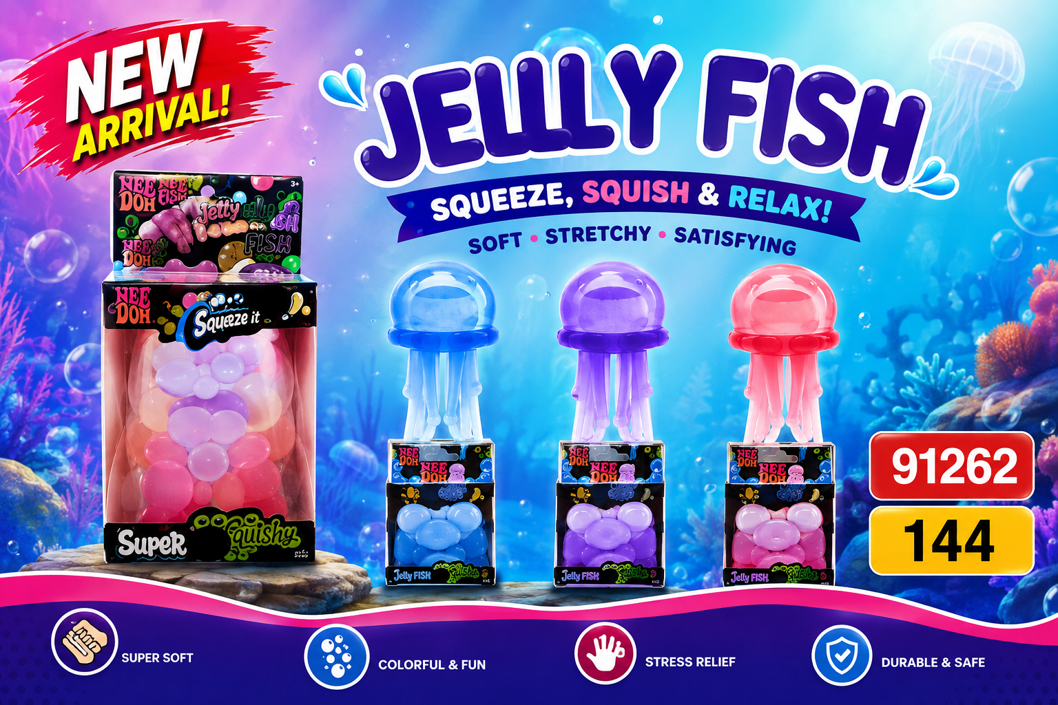 Squeeze Toys NeDoh Jelly Fish Design #CH91262 12CT (C12) . product image