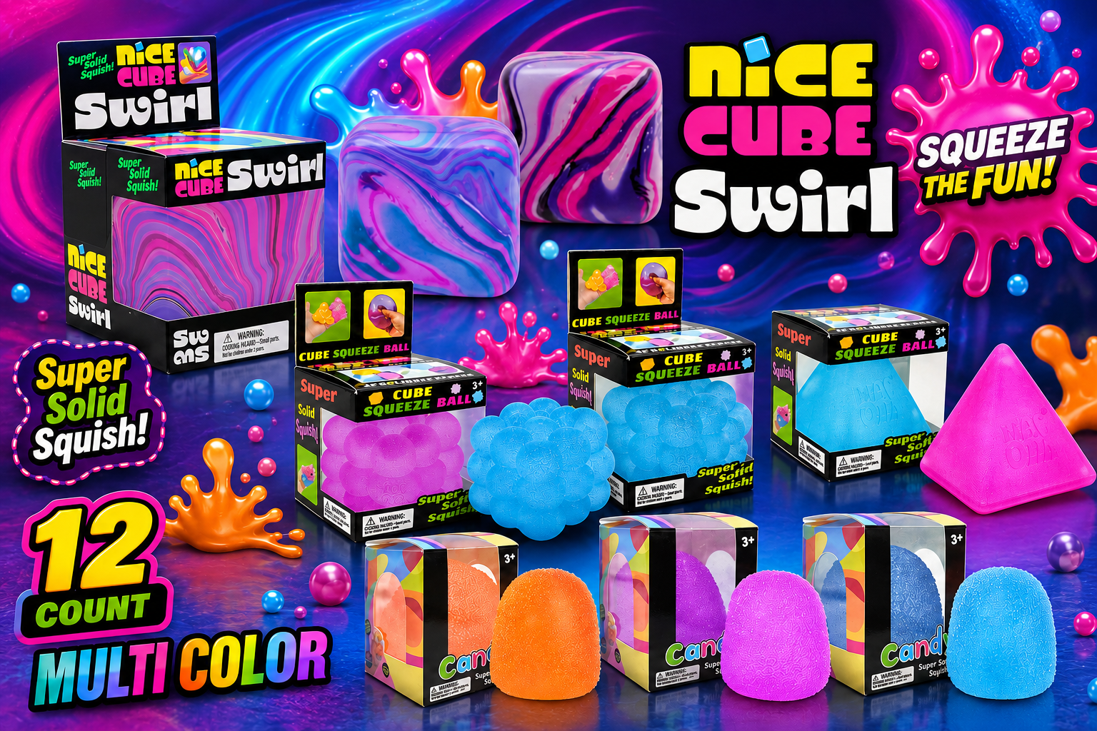 Squeeze Toys Nice Cube NeDoh Beverages Multi Color 12CT (C12) product image