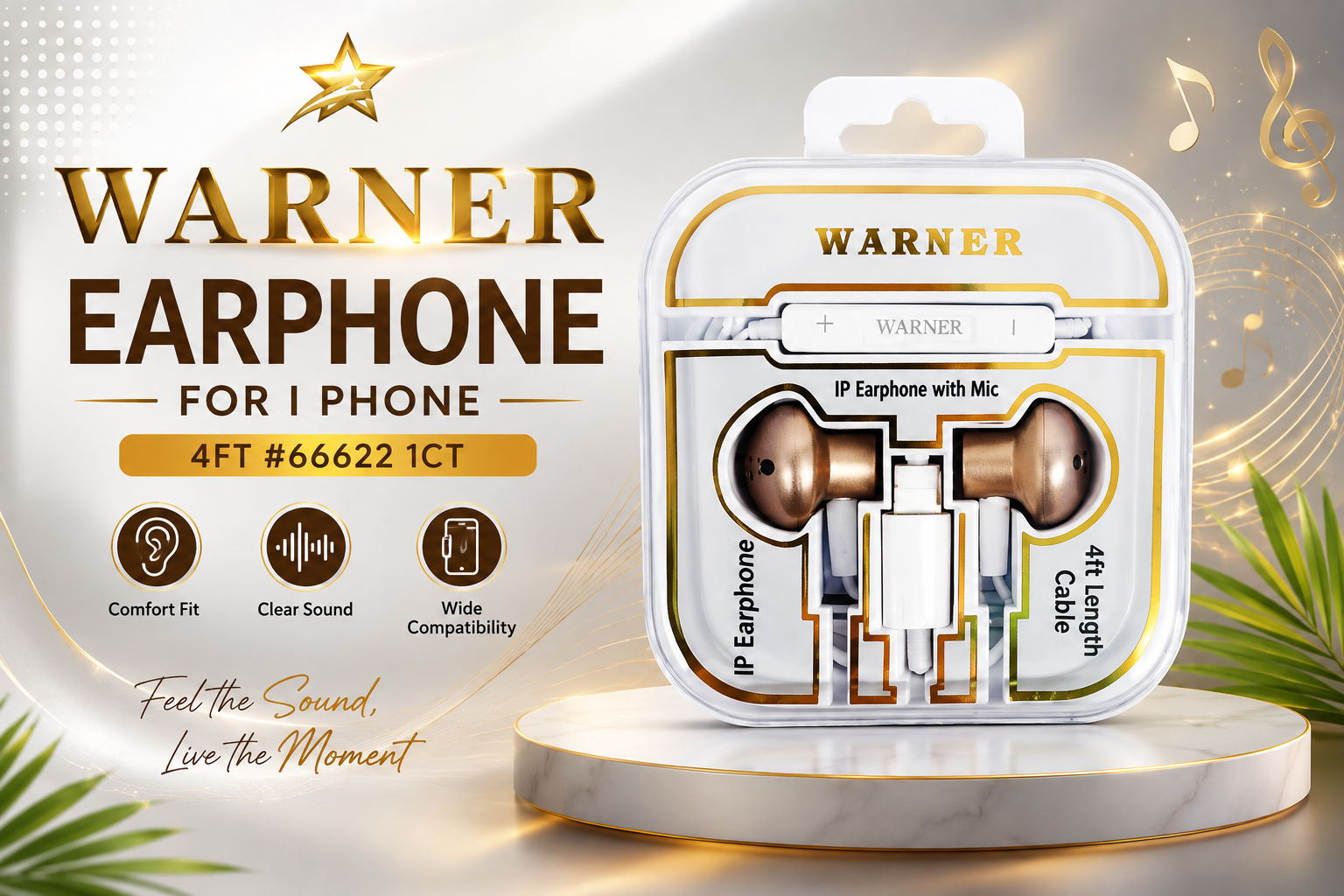 Warner Earphone For I Phone 4FT #66622 1CT (C12) product image