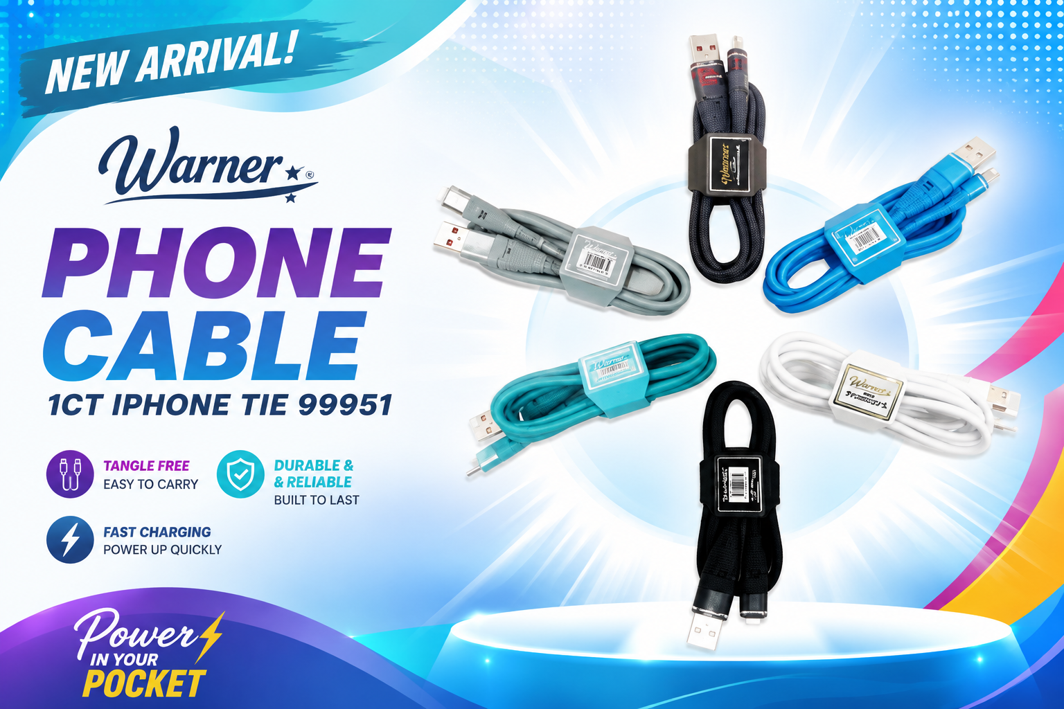 Warner Phone Cable 1CT Iphone Tie 99951 product image