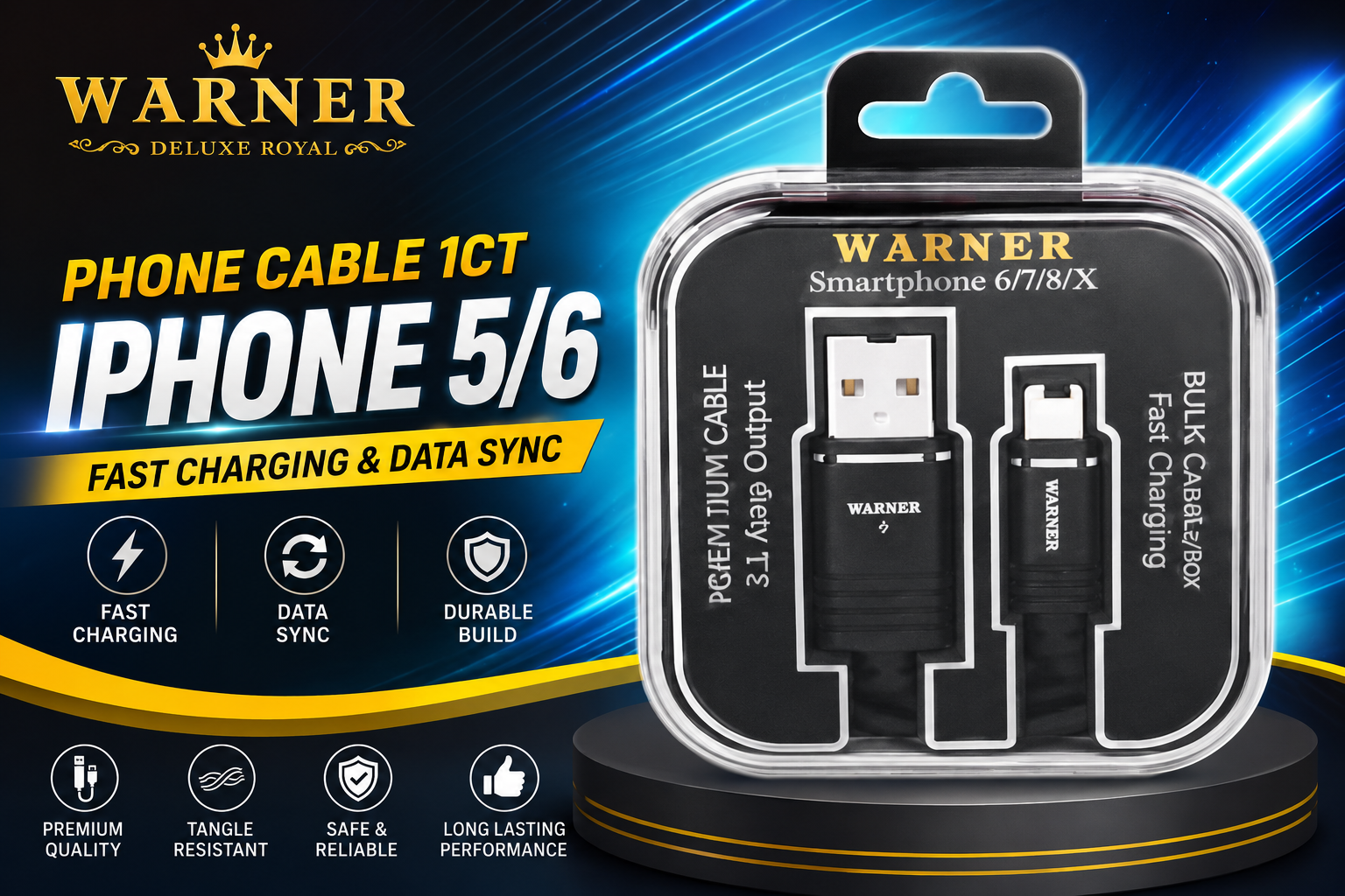 Phone Cable 1CT Iphone 5/6 Warner Deluxe Royal Box 99906 (C192) product image