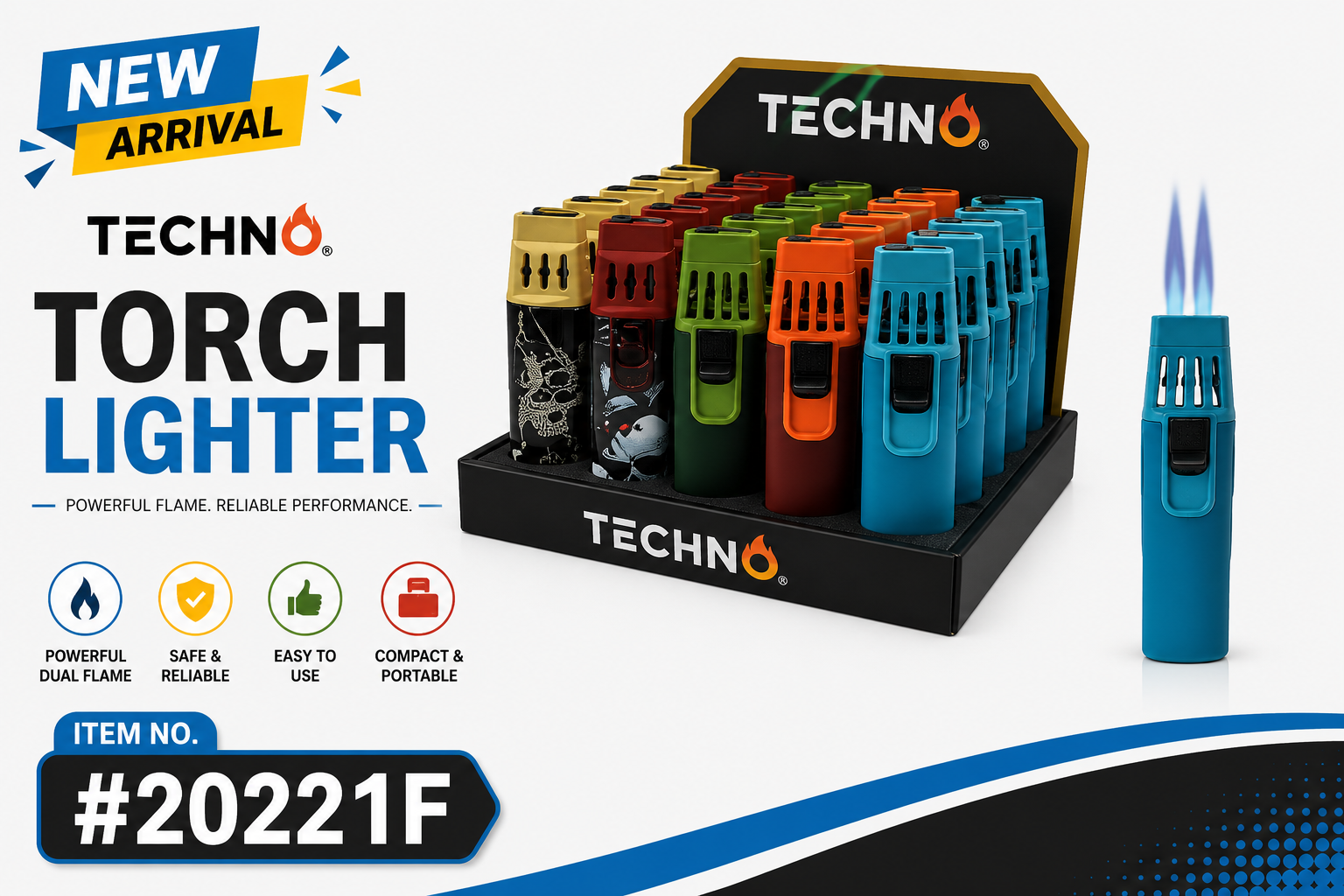 Lgt Techno Asst Design Double Torch Lighter 25CT Box  20221 (C12) product image