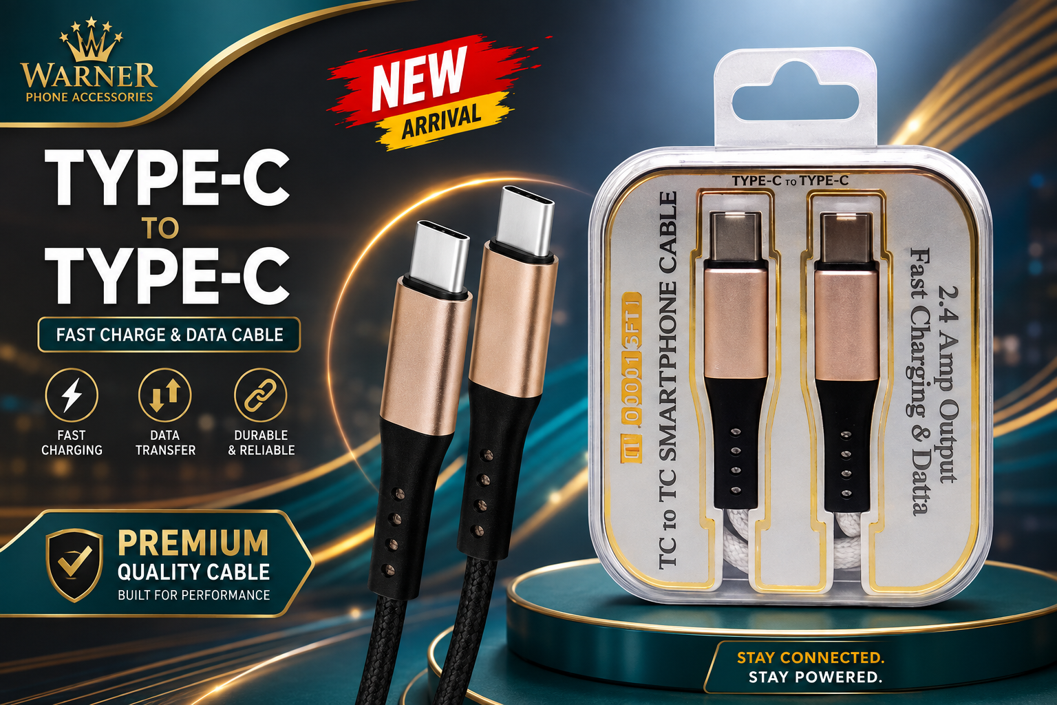 Phone Cable 1CT Warner 5Ft Type-C To Type-C 00001 product image