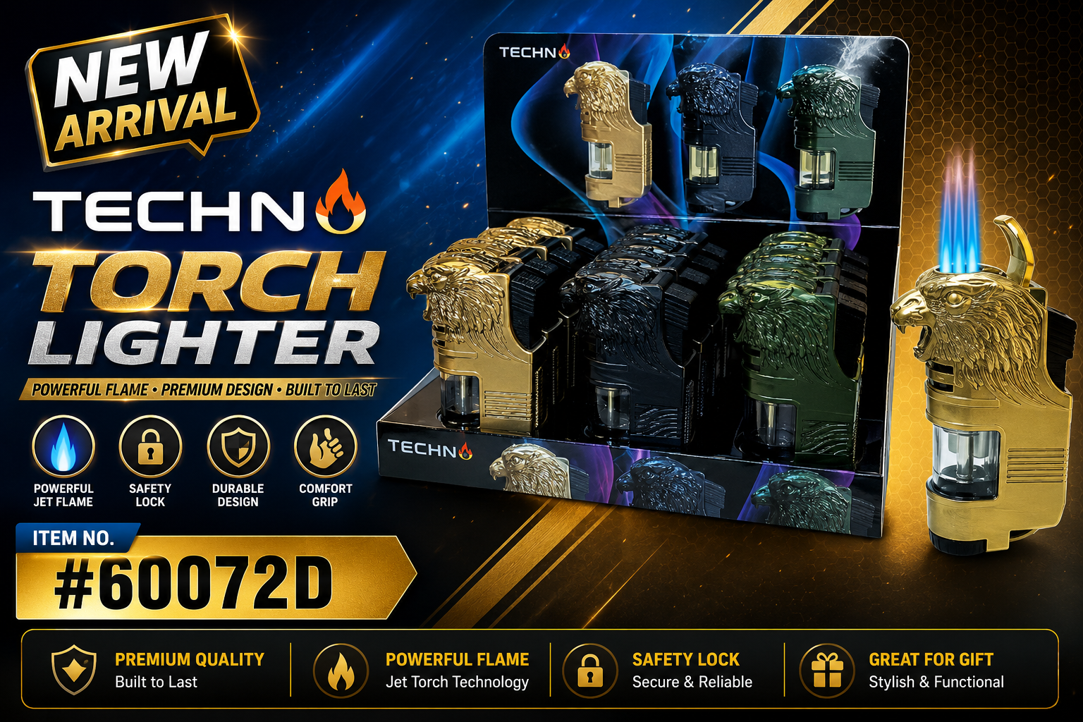 Lgt Techno Eagle Design Triple Torch Lighter 12CT (C24) product image