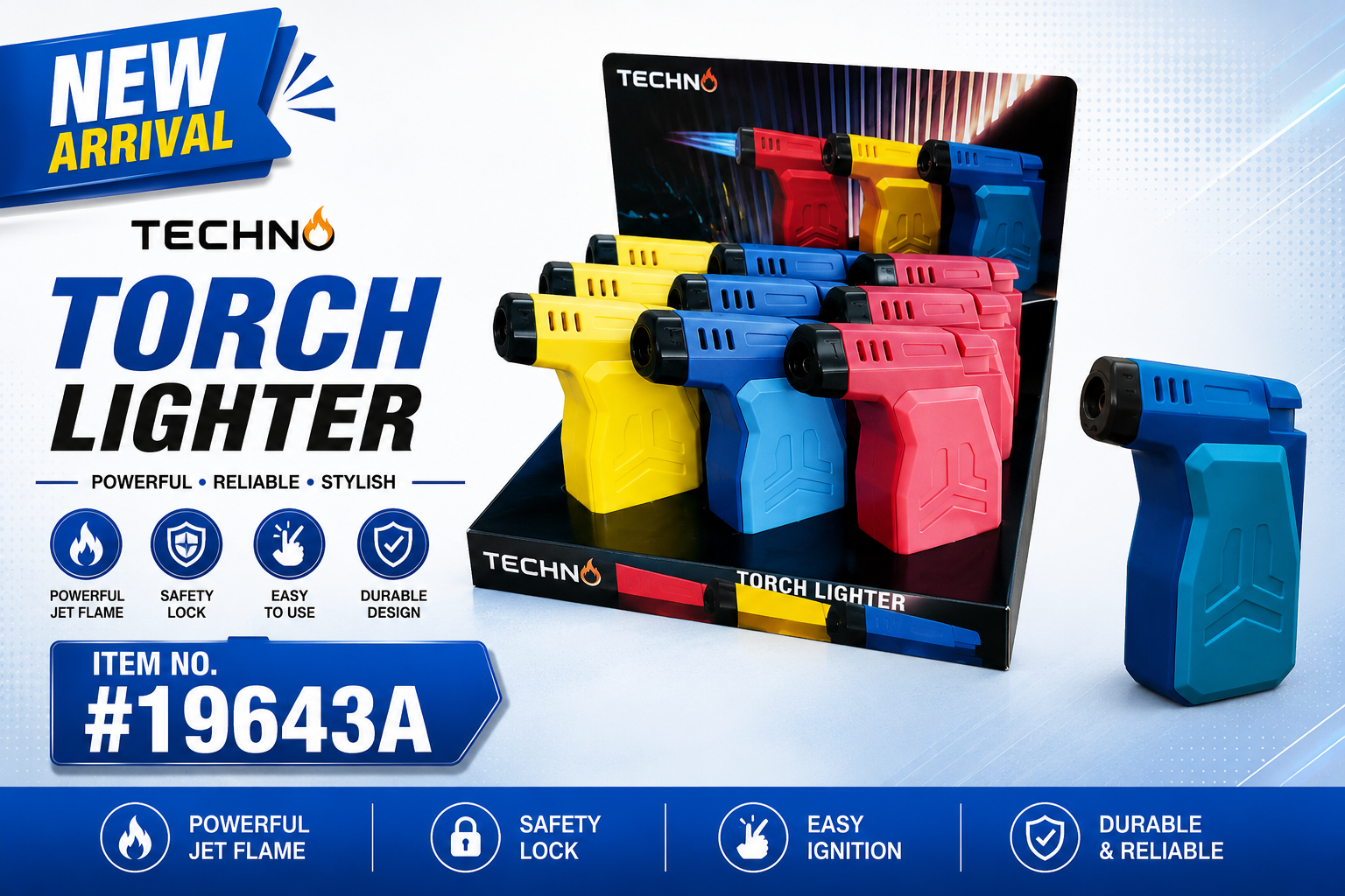 Lgt Techno Rubber Finish Angle Torch Lighter 9CT (C16) product image