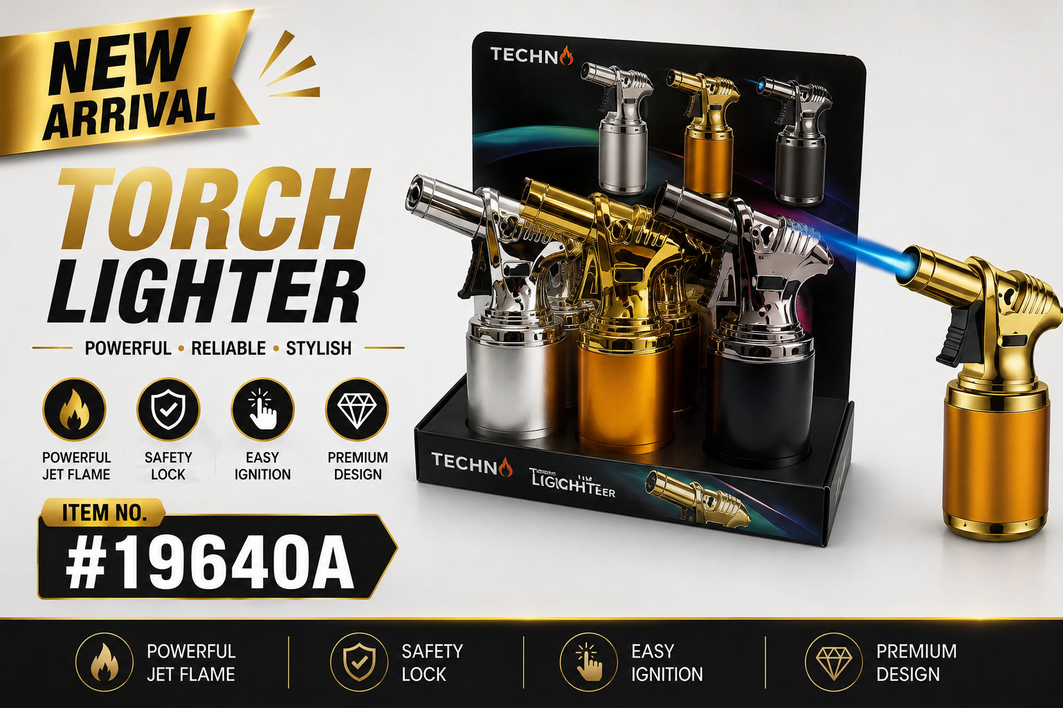 Lgt Techno Asst Color Angle Torch Lighter 9CT (C16) product image