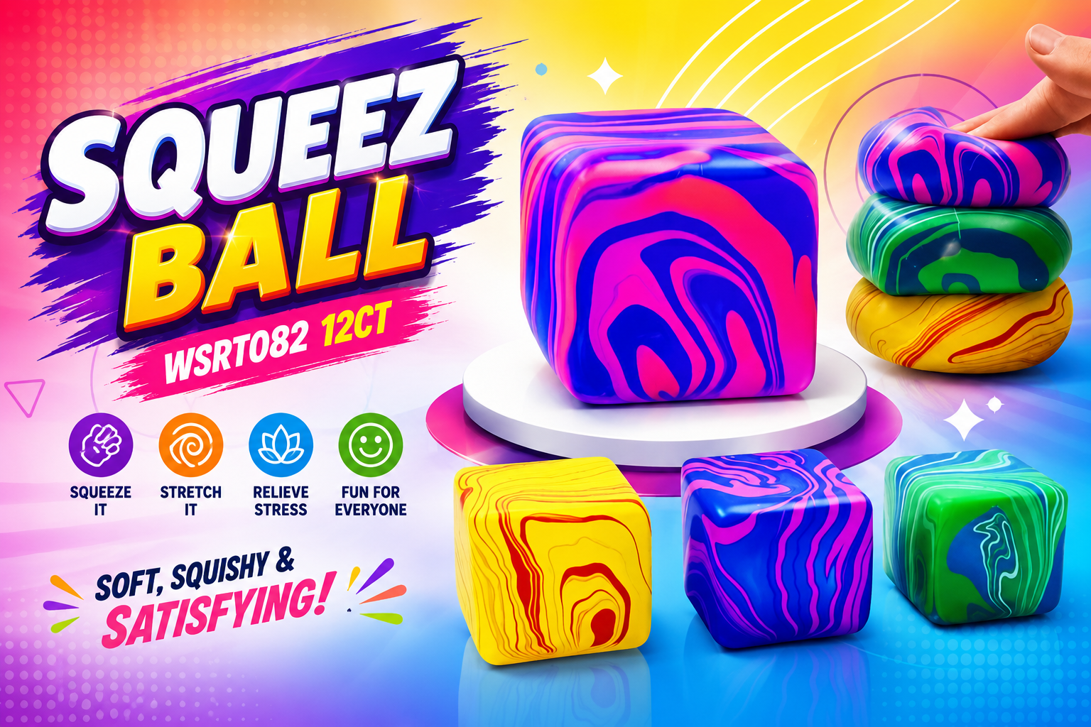 Squishy Toy Ball WSRT082 12CT product image