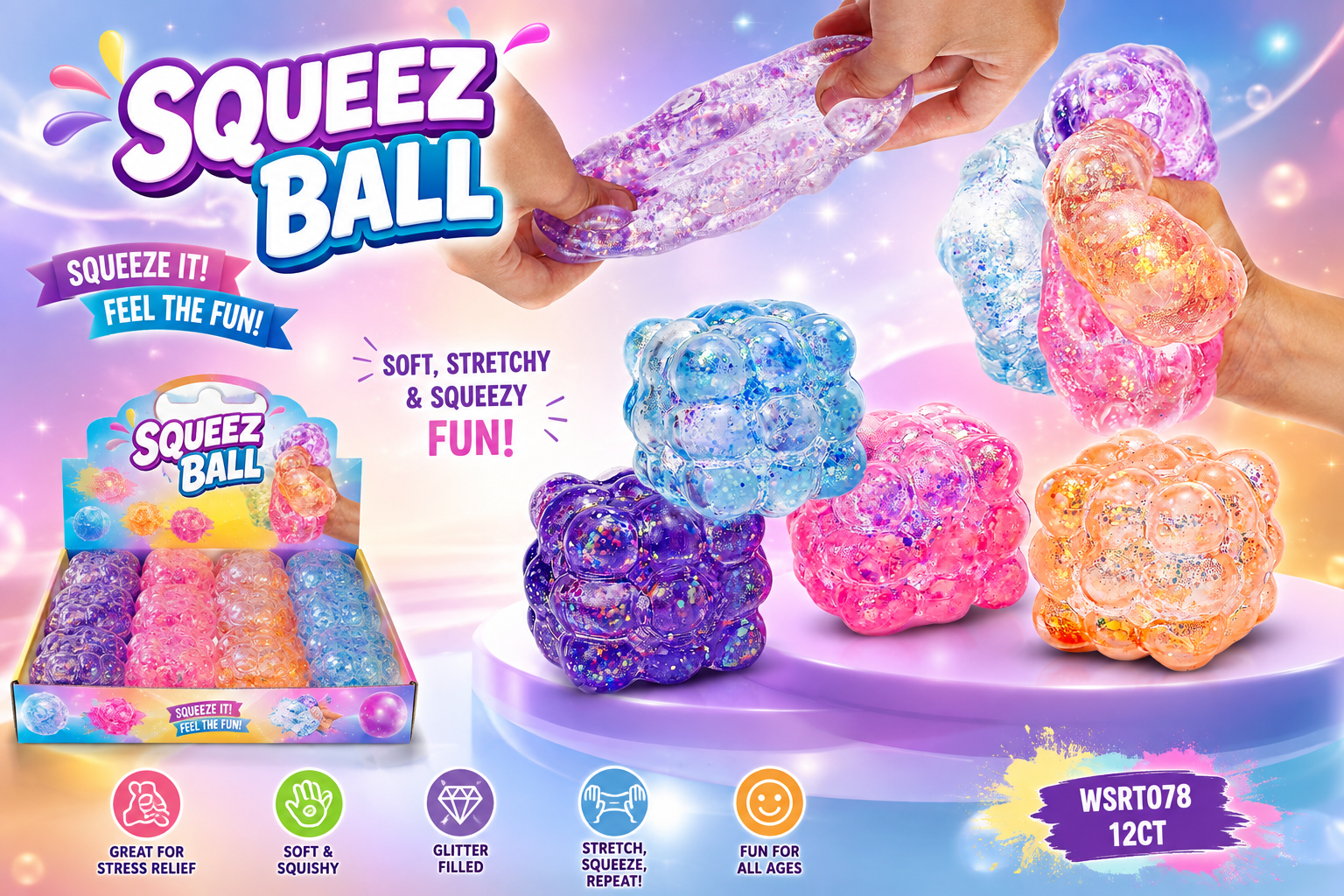 Squishy Toy Ball WSRT078 12CT product image