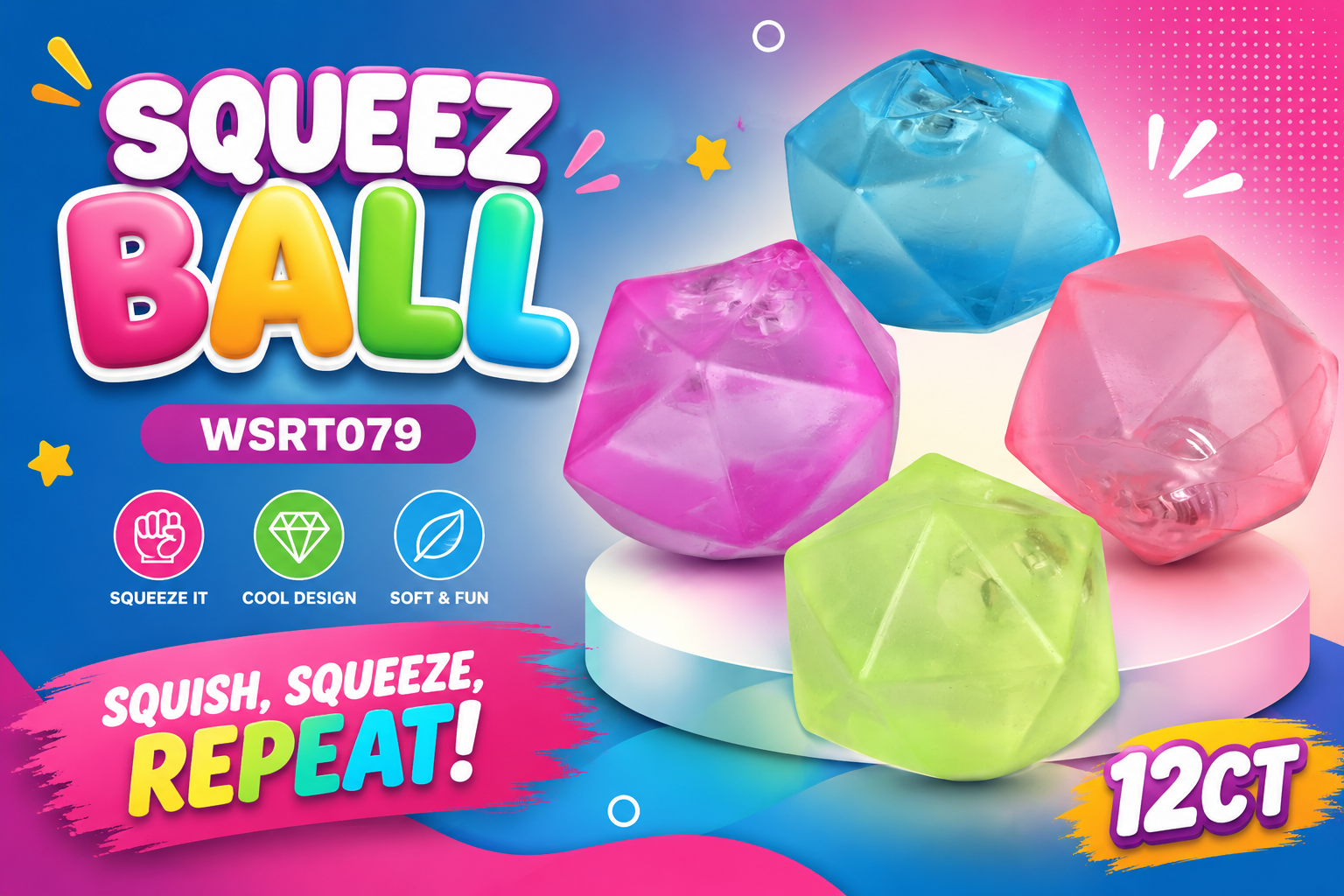 Squishy Toy Ball WSRT079 12CT product image