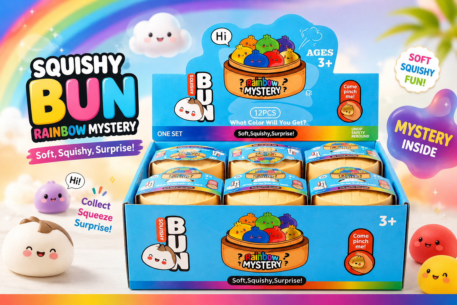 Squishy Bun Rainbow Mystery 12CT WSRT089 product image