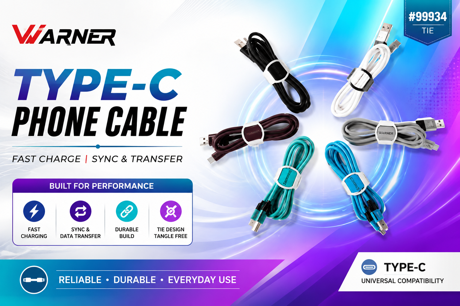 Phone Cable 1CT Type C Warner #99934 (C25) Tie product image
