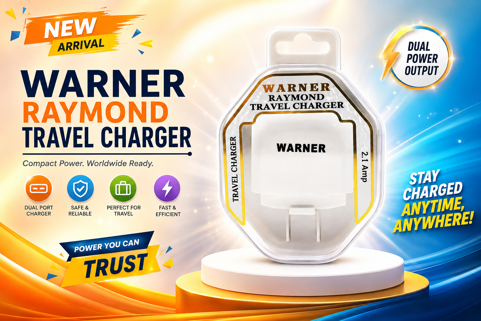 Phone Charger 1CT Dual Home Warner Raymond Travel (C160) product image