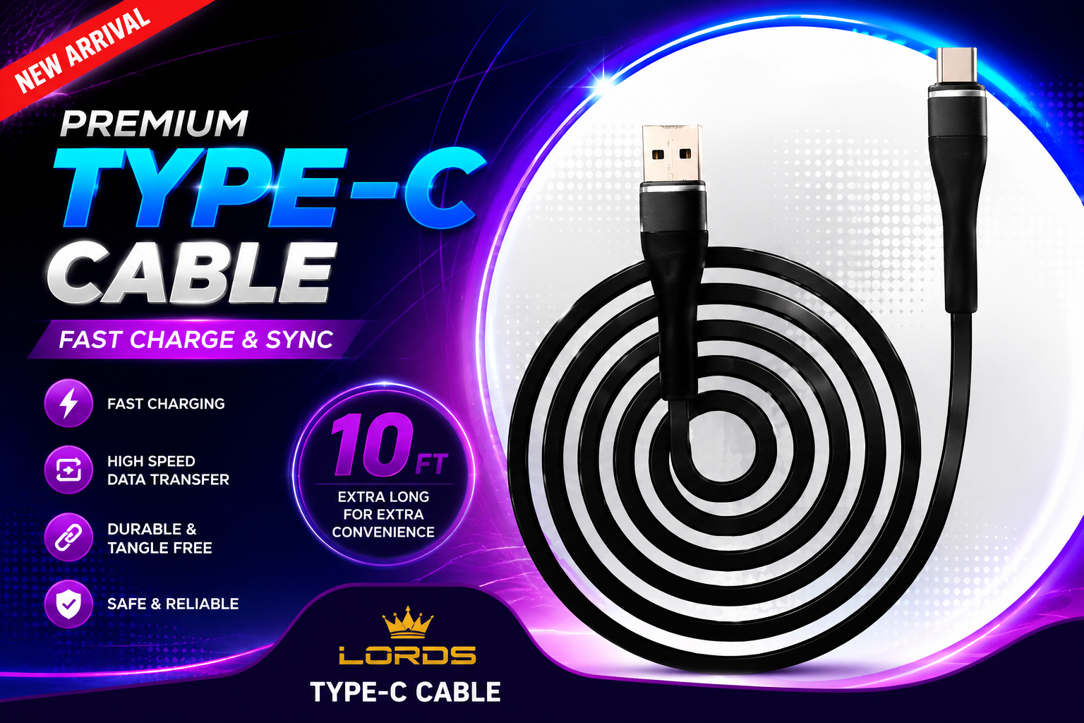 Phone Cable Warner 10Ft Lords Type C 1CT 99902  product image