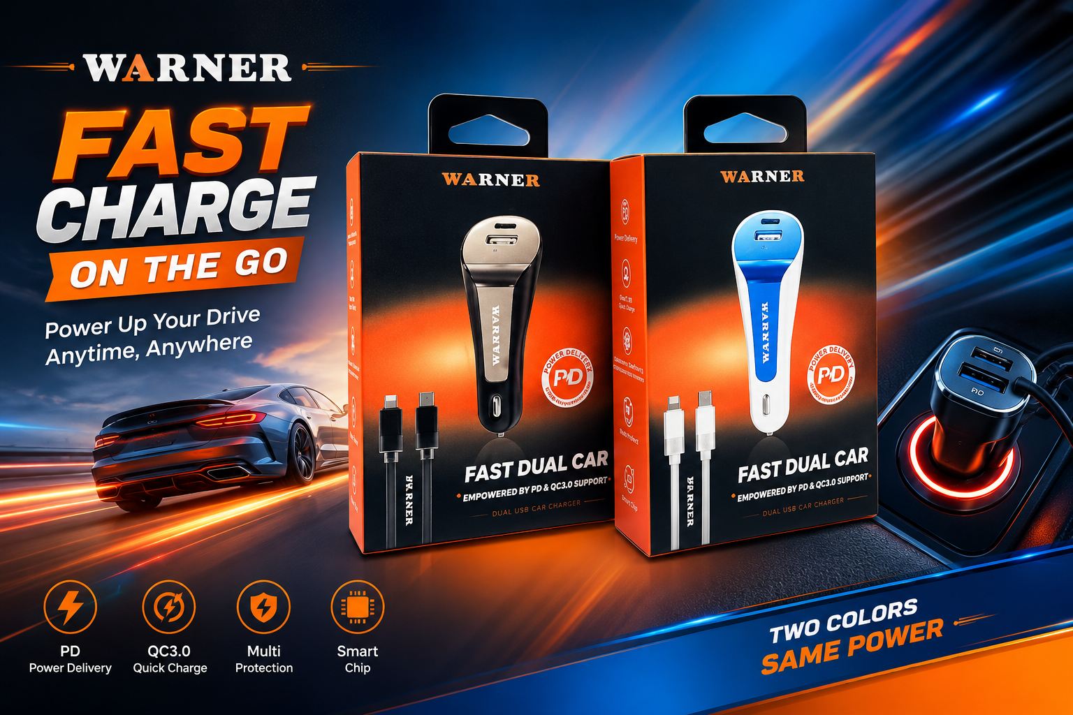 Phone Cable 1CT Warner Usb Car Charger Tc-Ip 1 Meter Silicon Cable 22202 (C192) product image