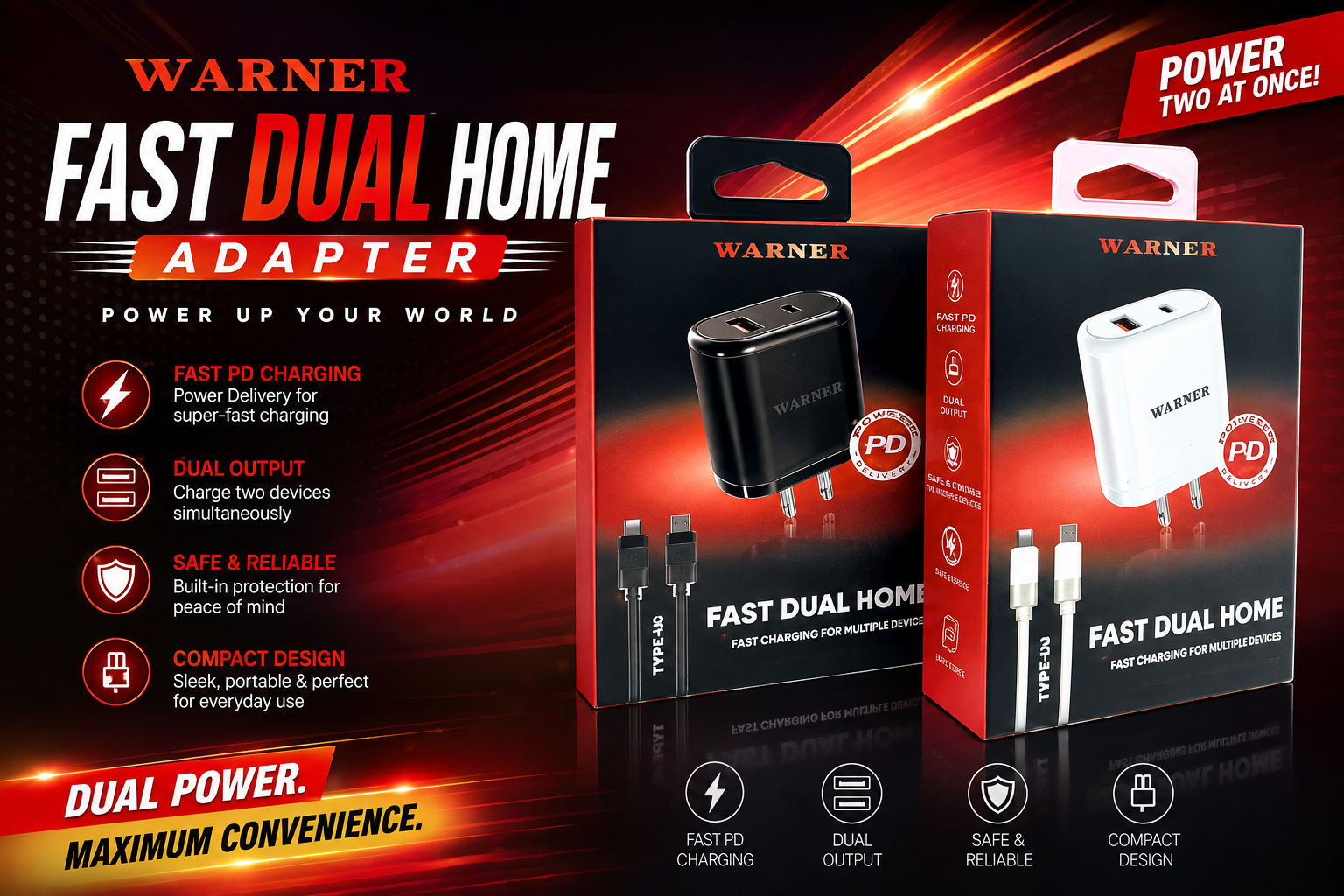 Warner Dual Home Adapter 1CT 22204  product image