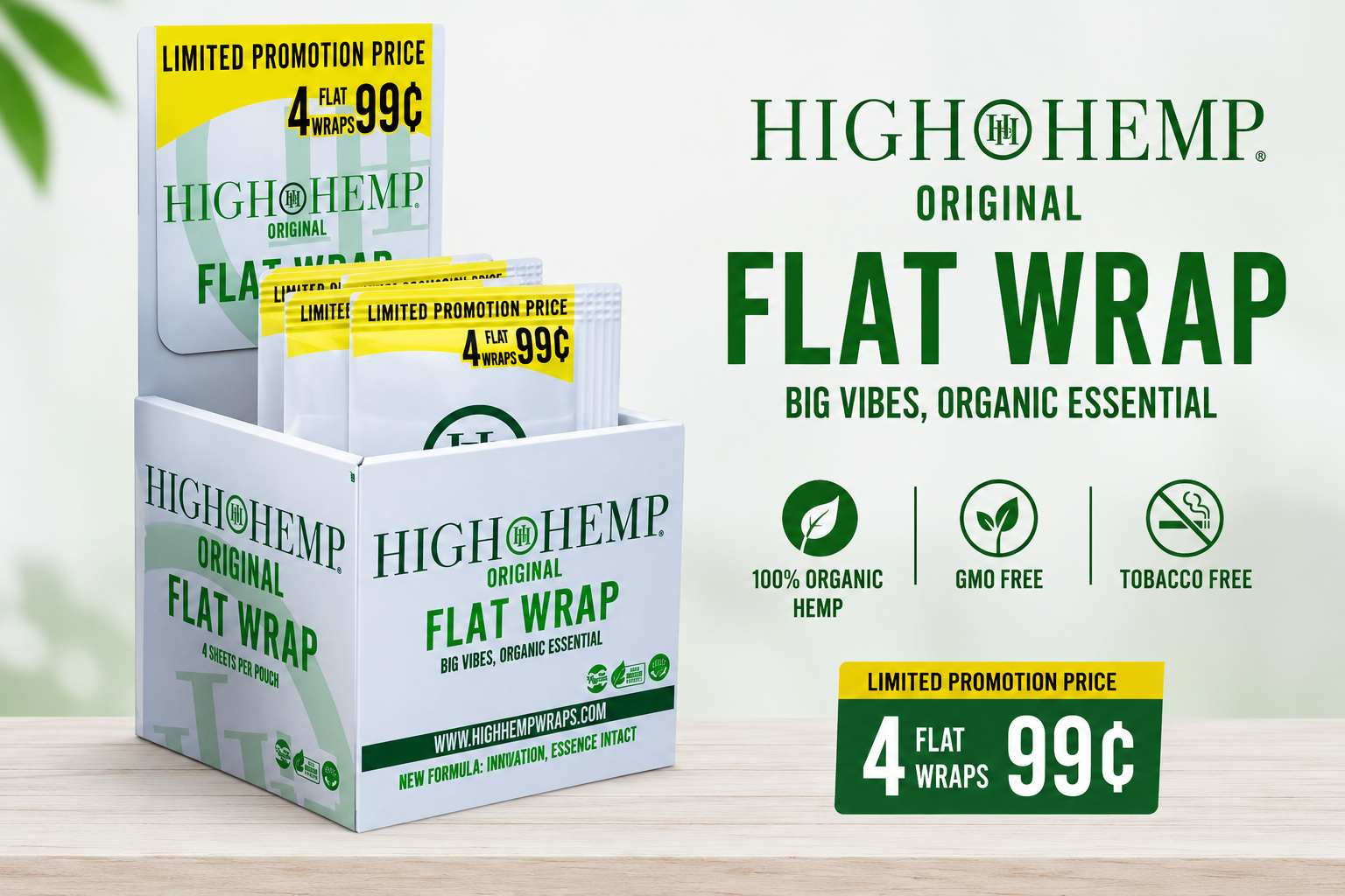 CP High Hemp Original Flat Wrap 4/$0.99 15CT (C50) product image