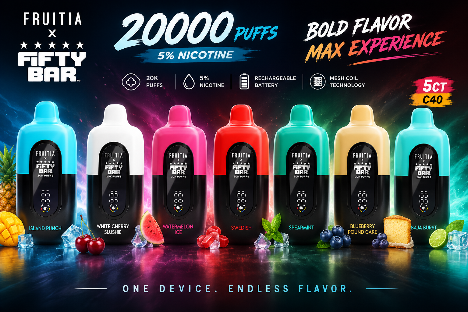 Fifty Bar X Fruitia 20000 Puffs 5% 5CT (C40) product image