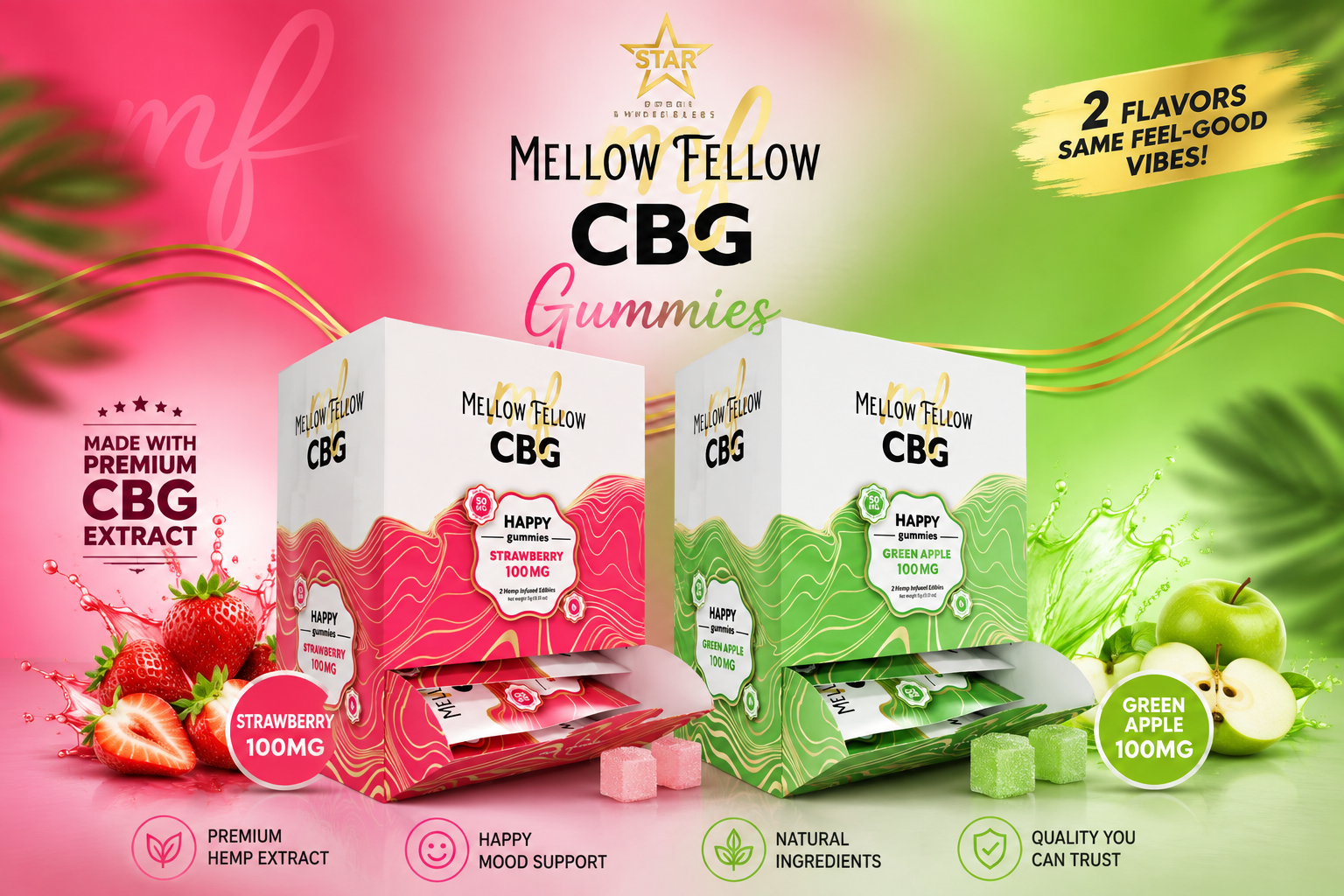 Mellow Fellow CBG Gummies 100MG 2/PK 30CT (C6)  product image
