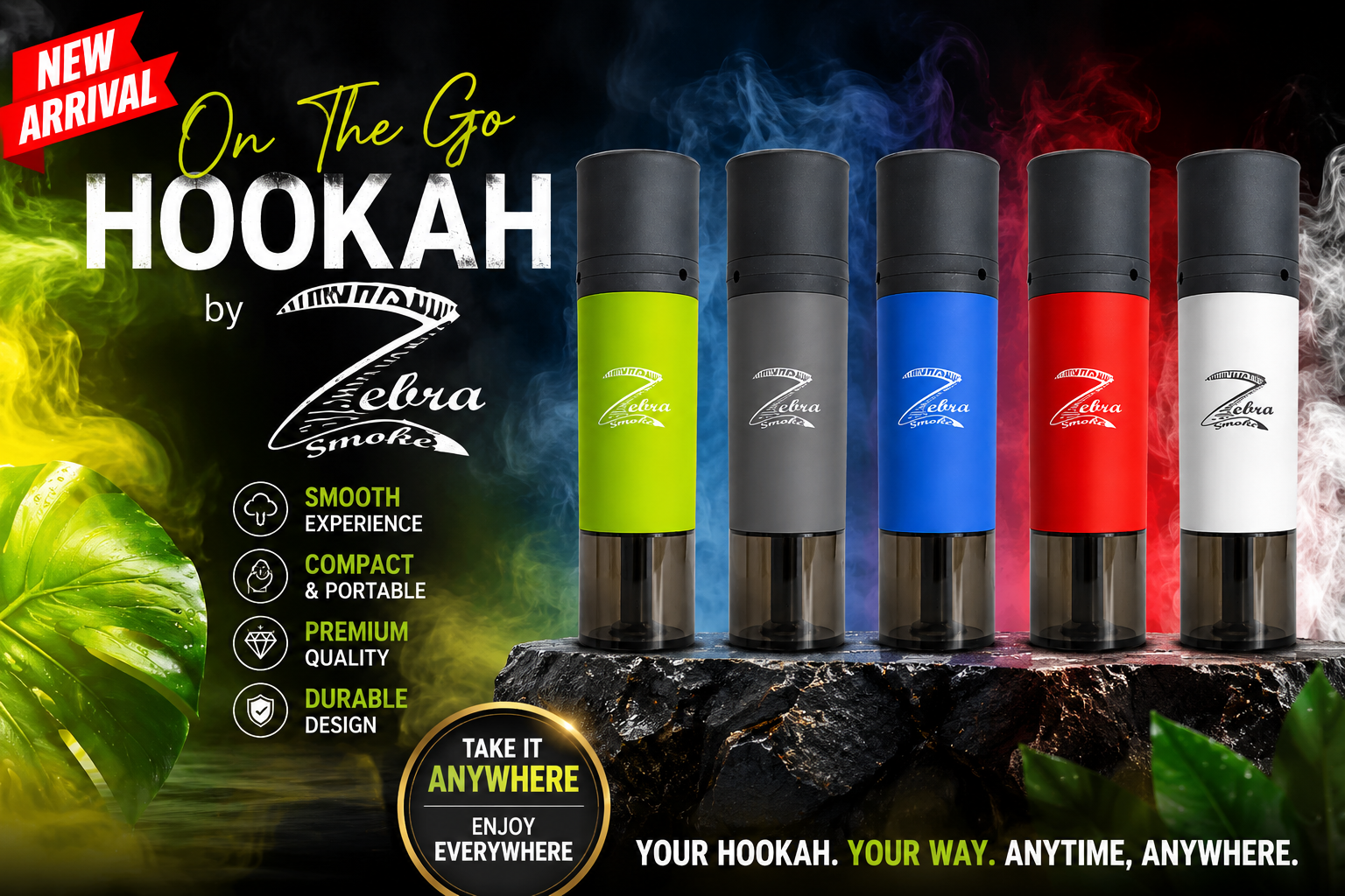 Hookah Zebra On The Go Hookah 1CT (C25) product image