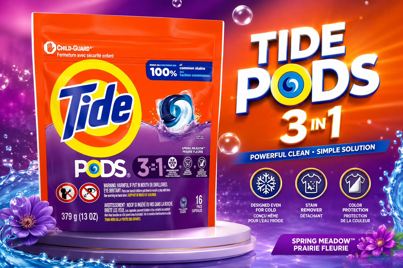 Tide Pods 3 IN 1 12OZ 16/PK 1CT (C6) product image