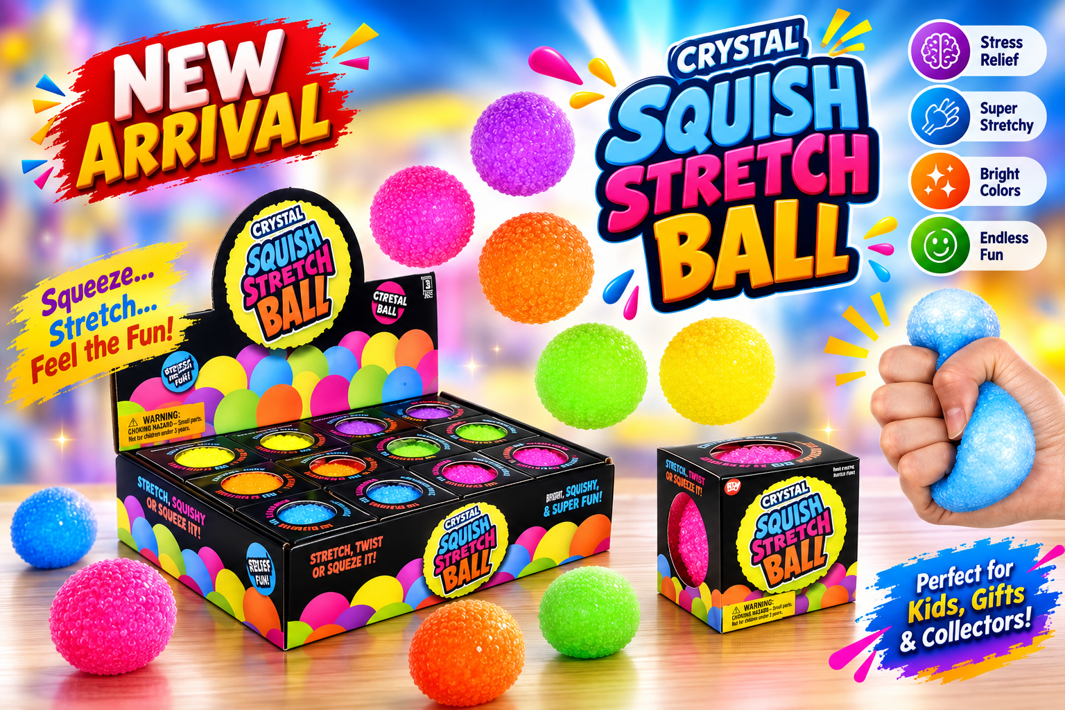 Squishy Toys Crystal Stretch Ball 12CT (C12) product image