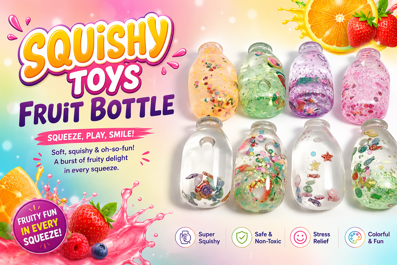 Squishy Toys Fruit Bottle 12CT (C8) product image