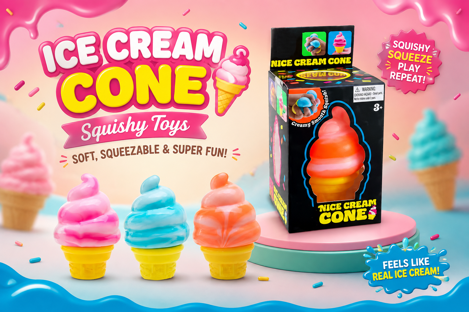 Squishy Toys Ice Cream Cone Design #CH91231 12CT (C24).. product image
