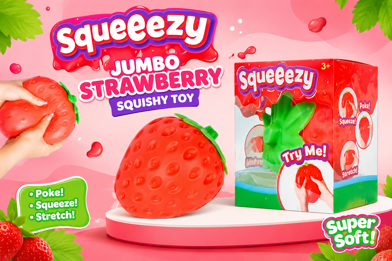 Squishy Toys Jumbo Strawberry Design 1CT (B8/C48) product image