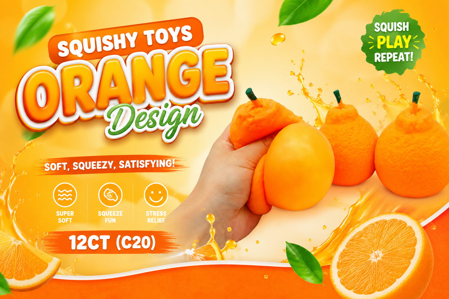 Squishy Toys Orange Design 12CT (C20).. product image