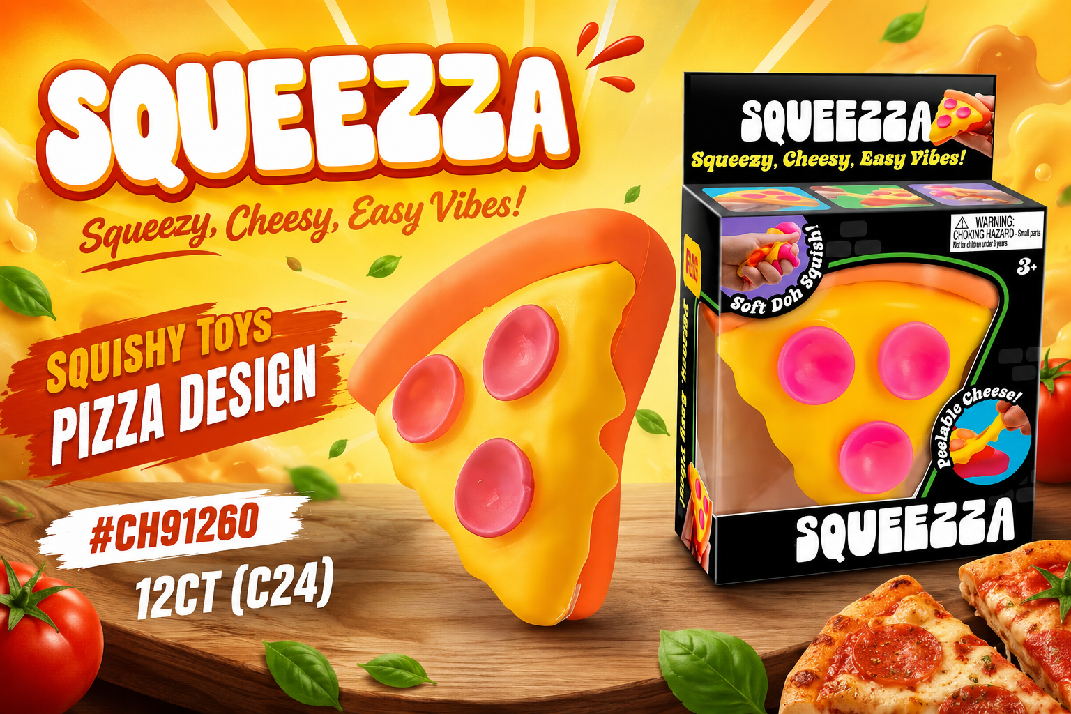 Squishy Toys Pizza Design #CH91260 12CT (C24).. product image