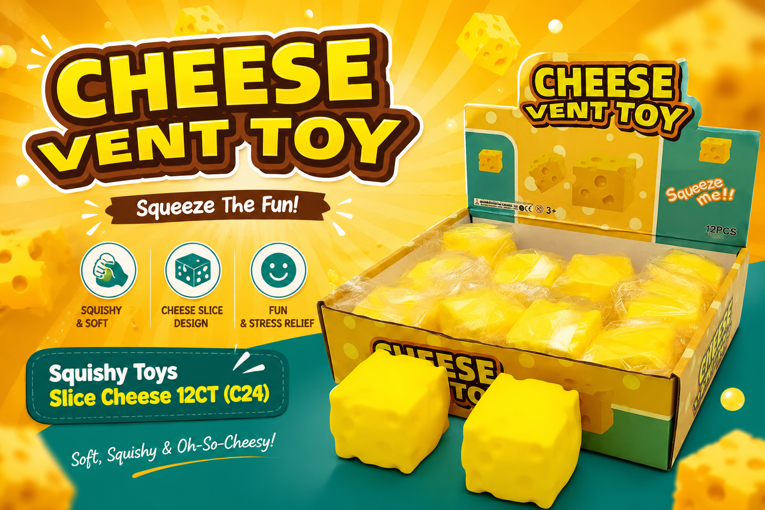 Squishy Toys Slice Cheese 12CT (C24).. product image