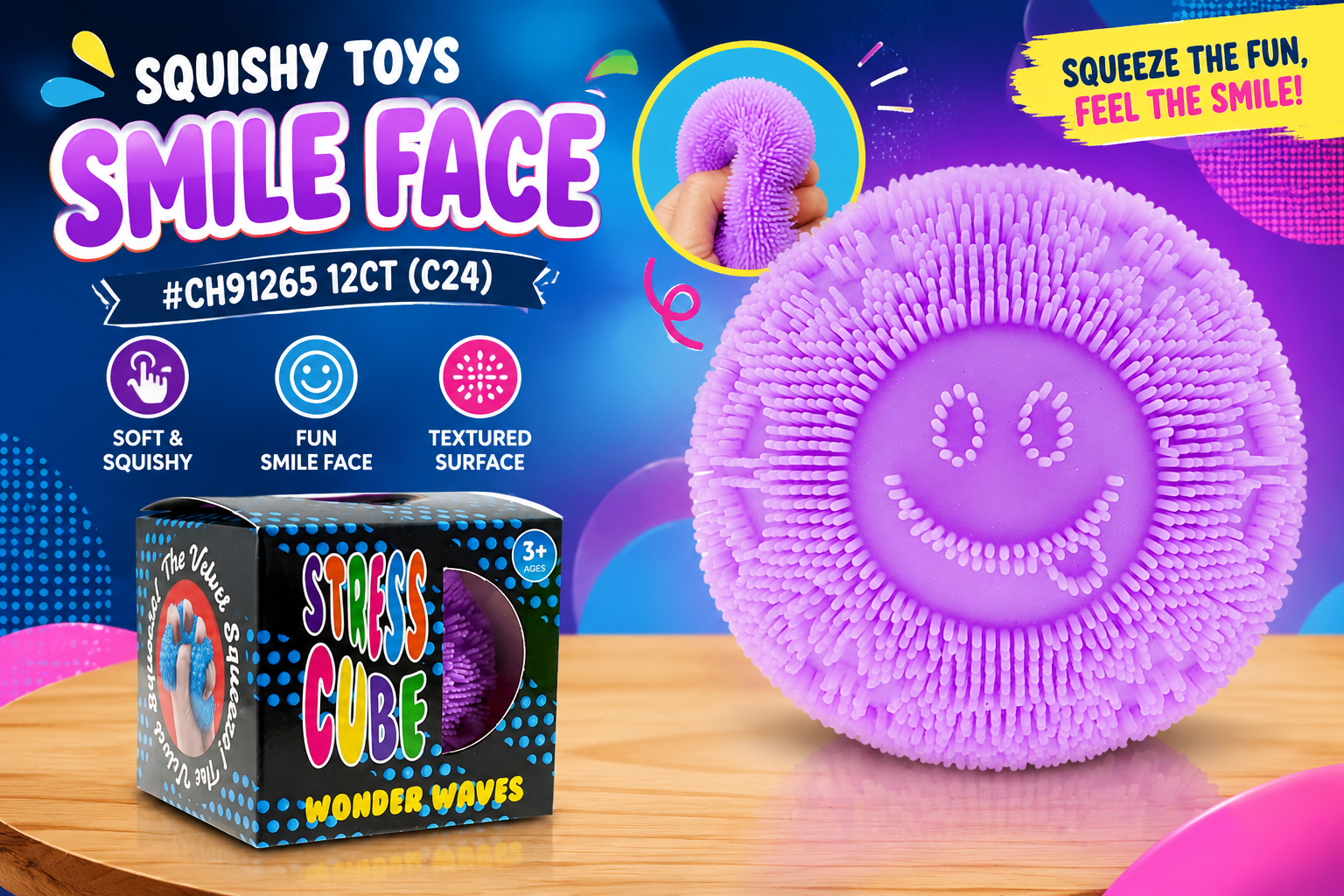 Squishy Toys Smile Face #CH91265 12CT (C24).. product image