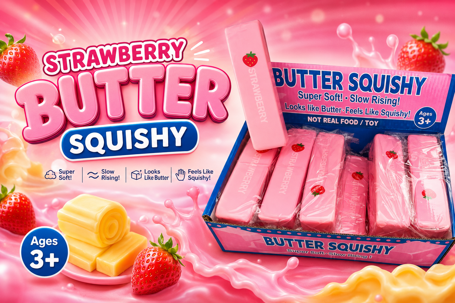 Squishy Toys Strawberry Butter 12CT (C12) product image