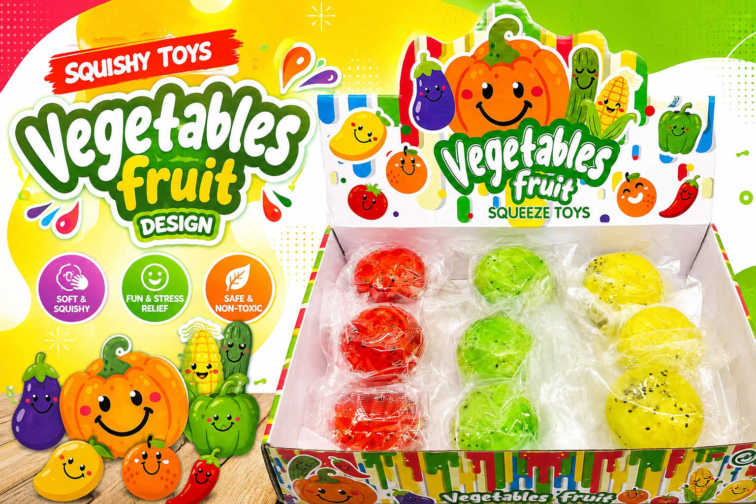 Squishy Toys Vegetables Fruit Design 12CT (C12) product image