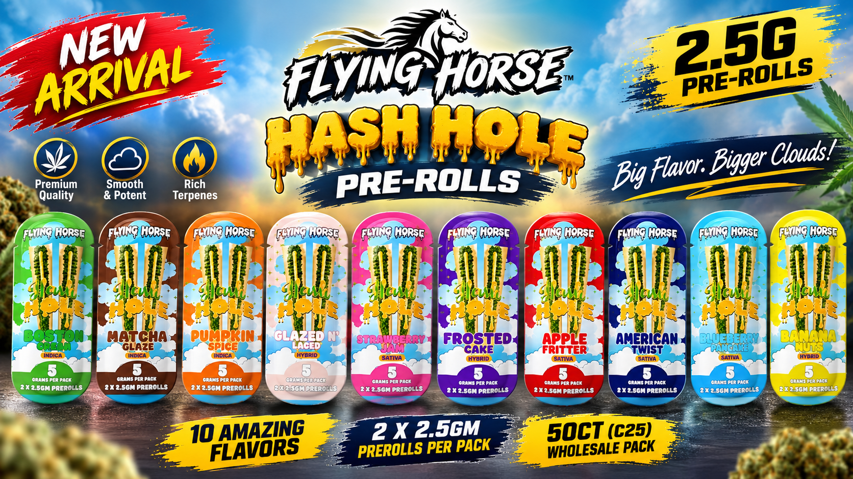 Flying Horse Hash Hole Pre-Rolls 2Pk 5G 5CT (C25) product image