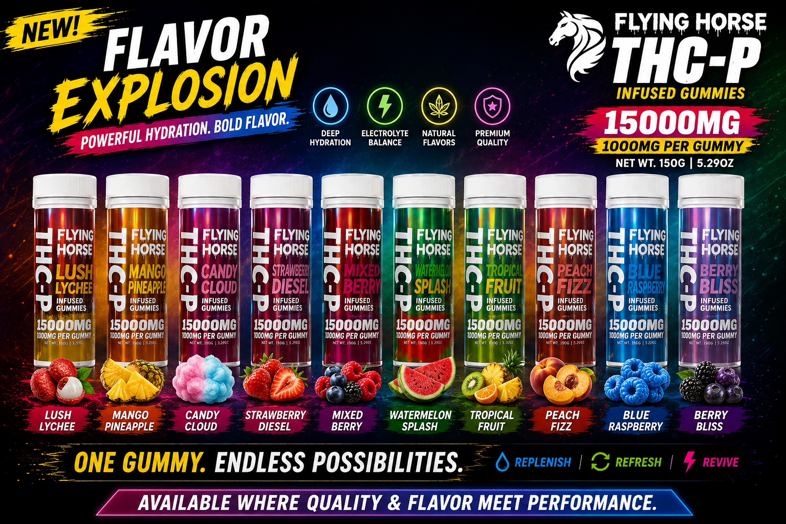 Flying Horse Thc-P Blend Infused Gummies 15000MG 15CT (C50) product image
