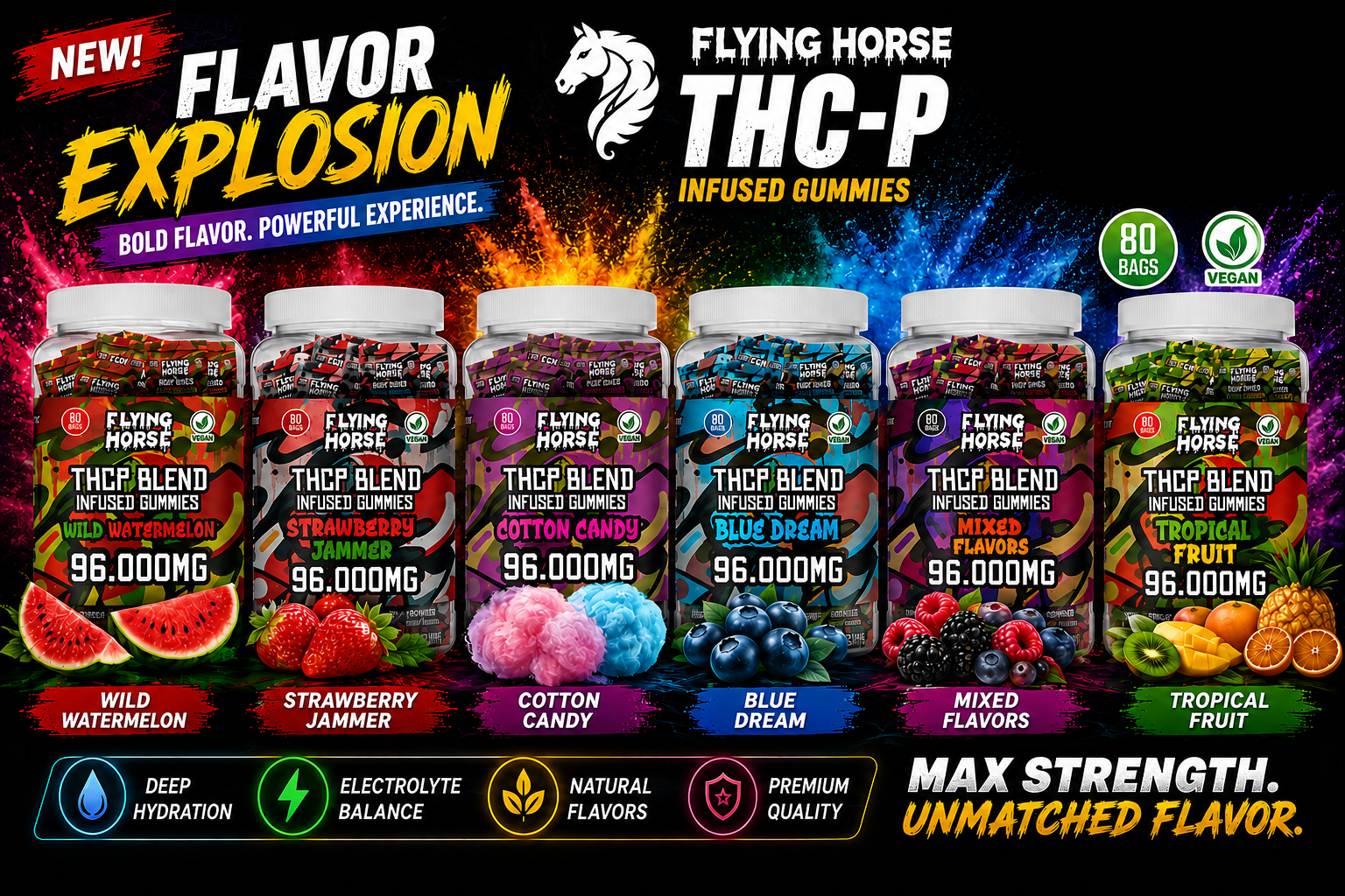 Flying Horse Thcp Blend Infused Gummies Jar 80CT (C12) product image