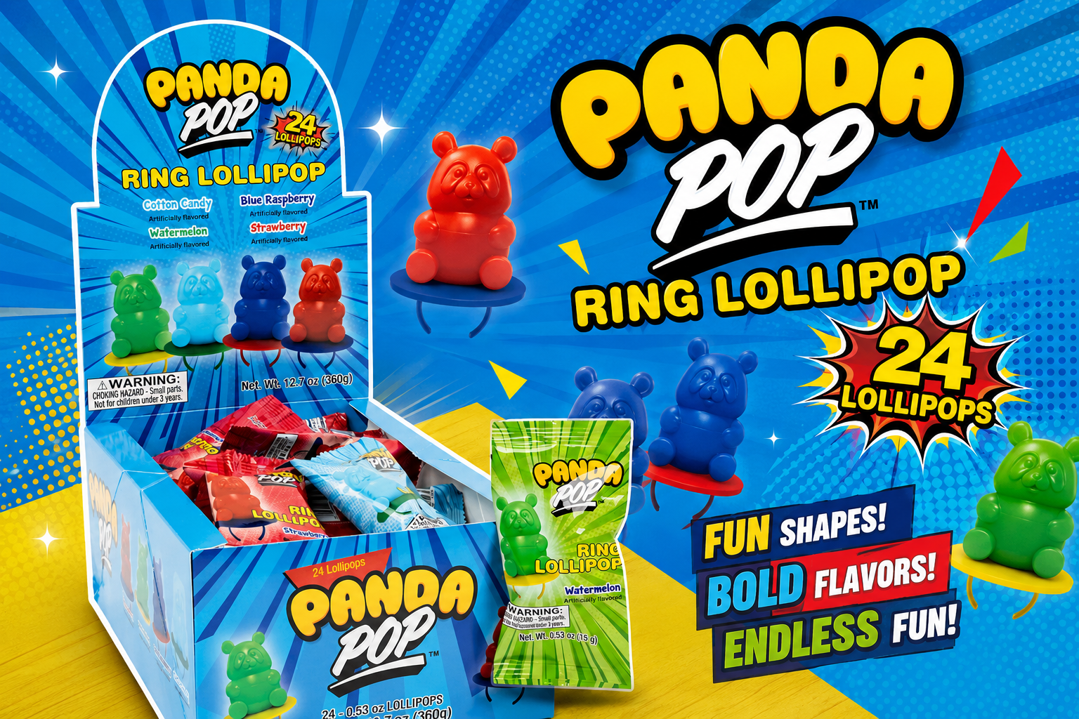 Panda Pop Ring Lollipop 12.7OZ 24CT (C12) product image