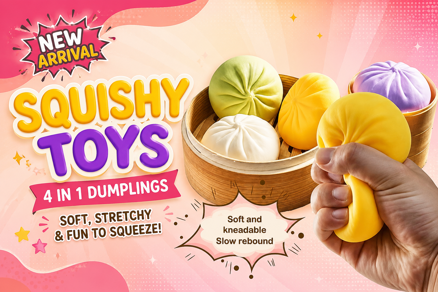 Squishy Toys 4 In 1 Dumplings 12CT (C12).. product image