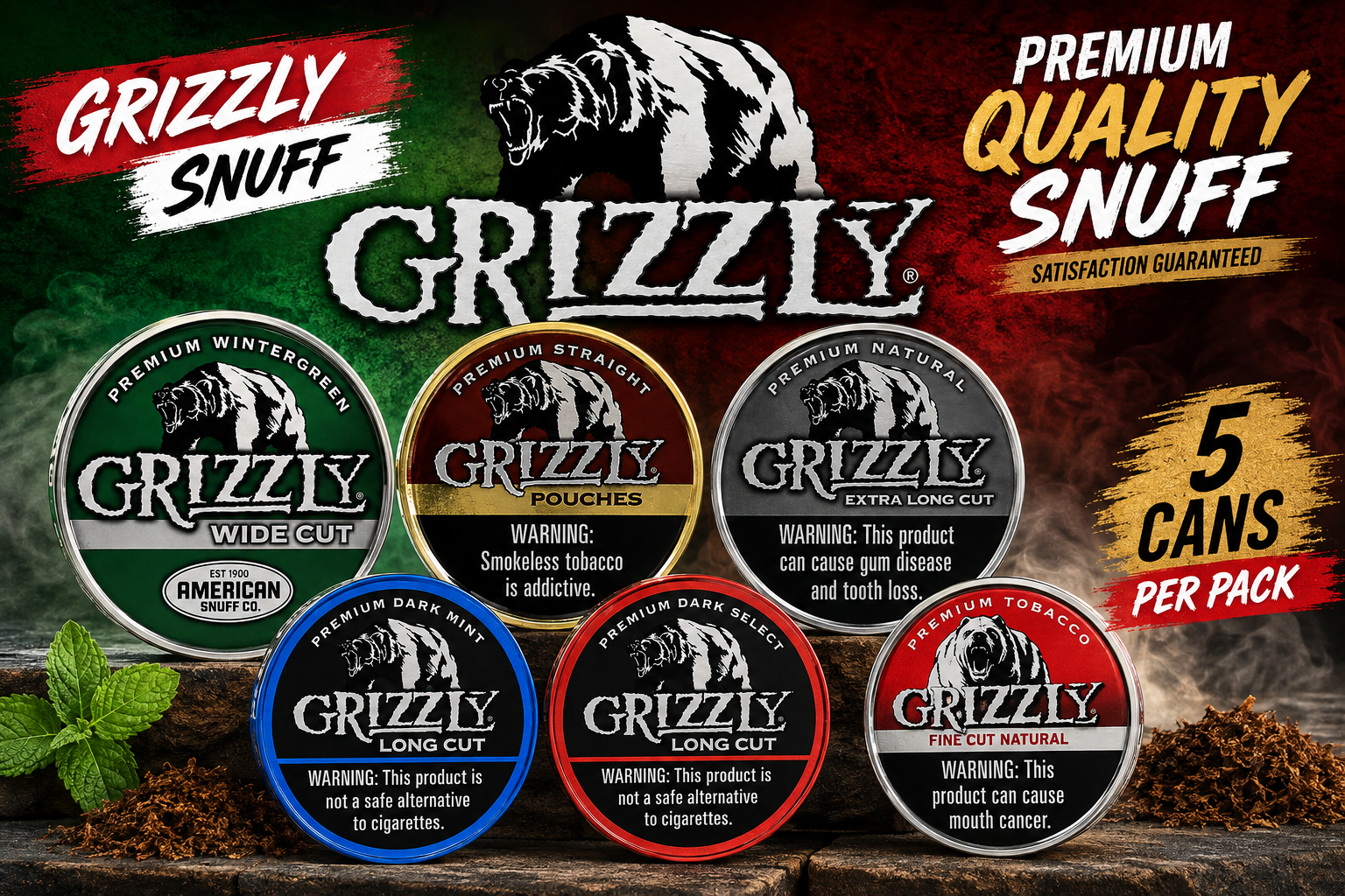 Tob Snuff Grizzly 5CT Can (C18) product image