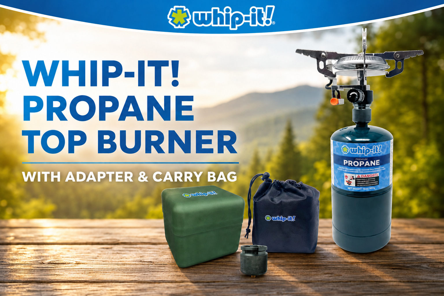 Whip-It Propane Top Burner with Adapter and Carry Bag 1CT  product image