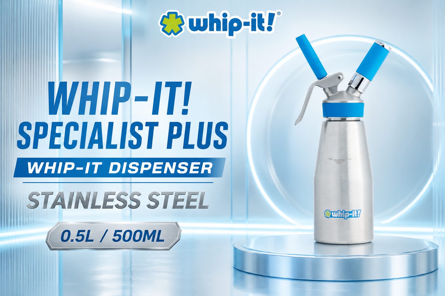 Whip-It Stainless Steel Specialist Plus Dispenser 0.5L/500ML Assorted (C6) product image