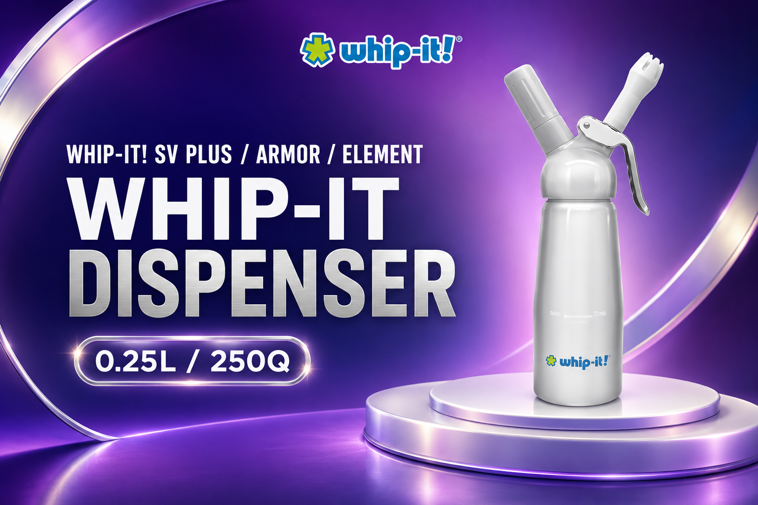 Whip-It Sv Plus/Armor/Element Whipped Cream Dispenser .25L/.250Q Assorted (C6) product image