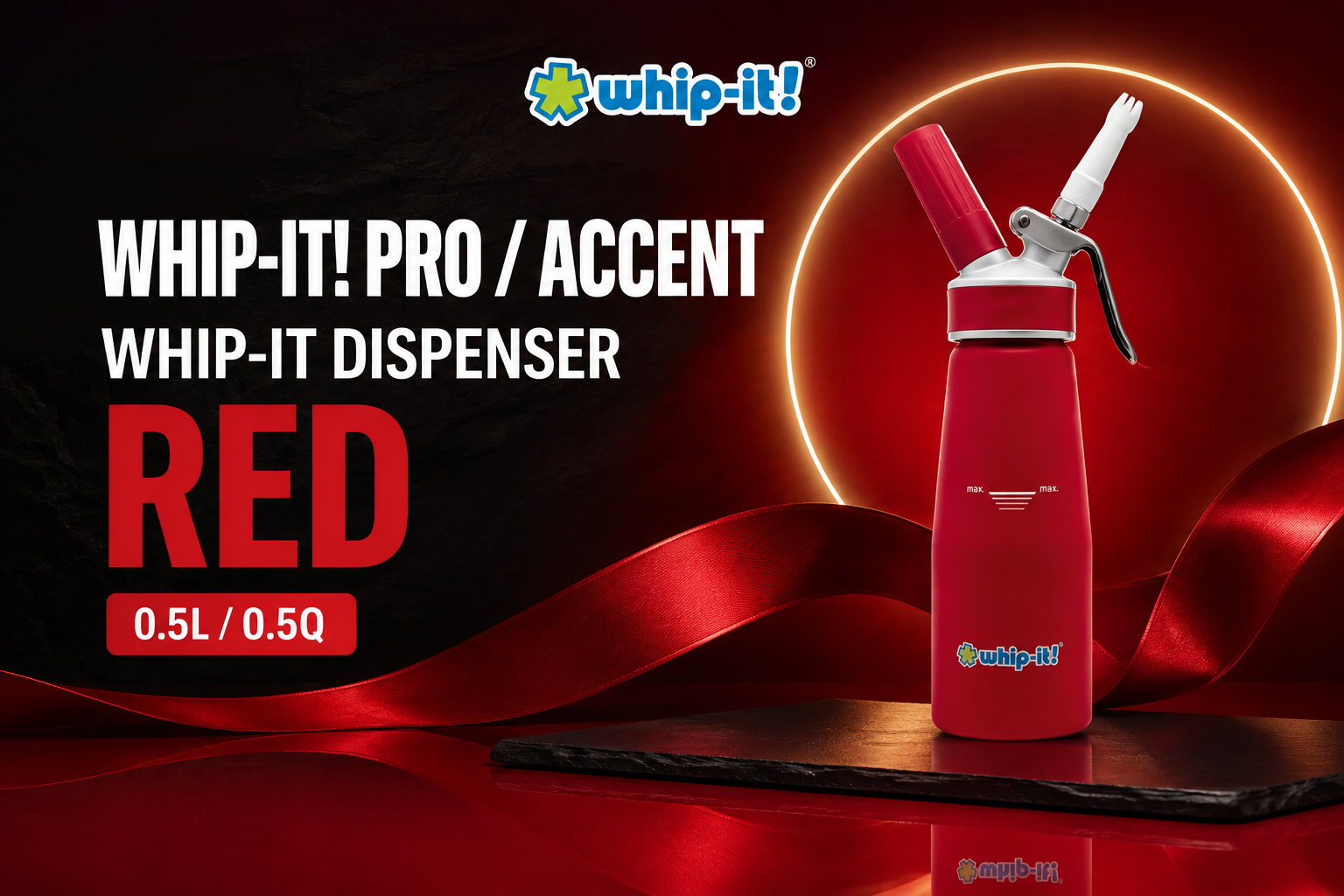 Whip-It Pro/Accent Whipped Cream Dispenser .50L/.50Q 1/2L Red (C6) product image