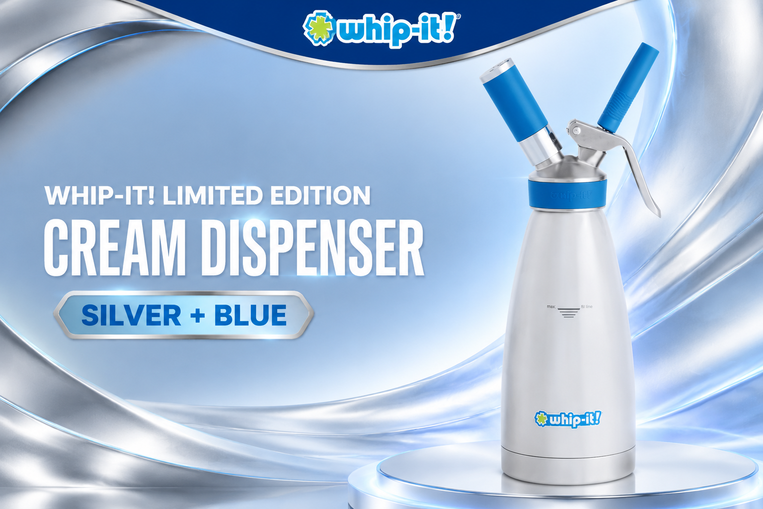 Whip-It Limited Edition Cream Dispenser Silver/Blue 1CT (C6) product image