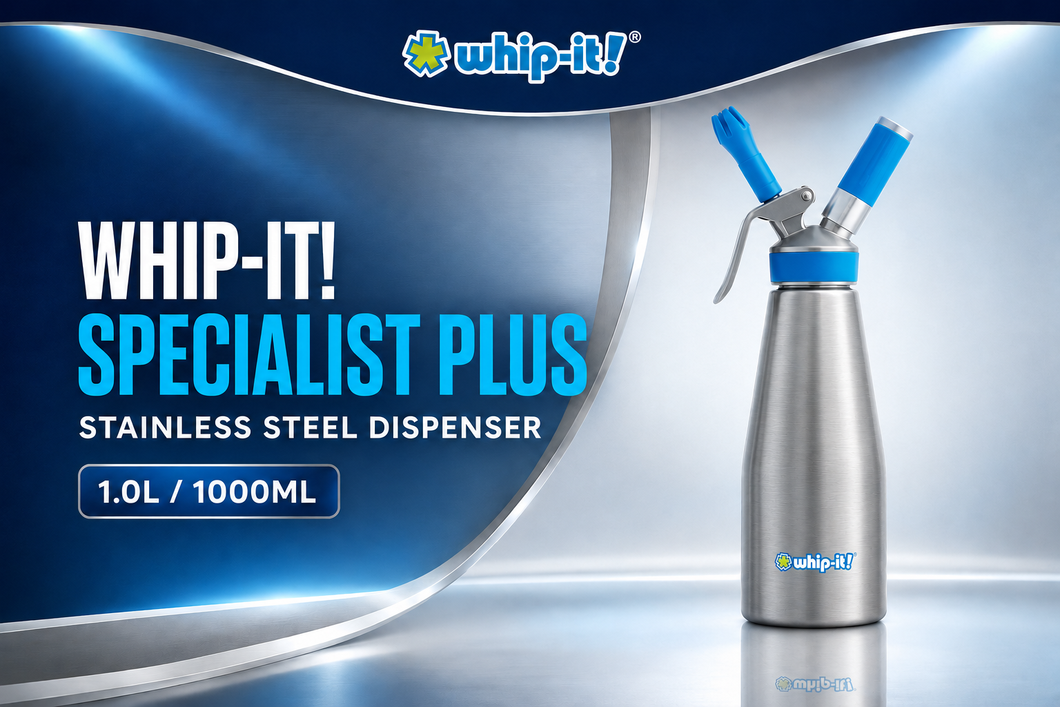 Whip-It Stainless Steel Specialist Plus Dispenser 1.0L/1000ML Assorted (C6) product image